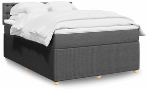 vidaXL Κρεβάτι Boxspring με Στρώμα Σκούρο Γκρι 140x200 εκ Υφασμάτινο