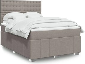 vidaXL Κρεβάτι Boxspring με Στρώμα Taupe 140x190 εκ. Υφασμάτινο