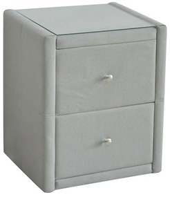 WOODWELL Ε8057,F1WILTON Κομοδίνο Ύφασμα Grey Stone με Προστατευτικό Γυαλί Επιφάνειας 46x41x57cm Ε8057,F1