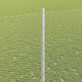 vidaXL Εξωτερική εξάγωνη περίφραξη με στήλη 10 x 1,4 μ Ασημί Δίχτυ
