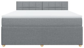 Κρεβάτι Boxspring με Στρώμα Ανοιχτό Γκρι 180x200 εκ. Υφασμάτινο - Γκρι