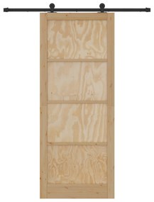 vidaXL Συρόμενη Πόρτα με Σετ Εξαρτημάτων 93x232 cm Μασίφ Ξύλο Πεύκου
