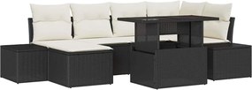 vidaXL Σετ Καναπέ Κήπου με αποθήκευση 7 pcs Μαύρο Πολυ ράταν
