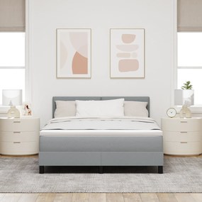 vidaXL Κρεβάτι Box Spring  με Στρώμα & LED Φως Γκρι 160x200 εκ Υφάσματος