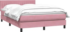 vidaXL Box Spring κρεβάτι με στρώμα ροζ 160x220 cm Βελούδινο