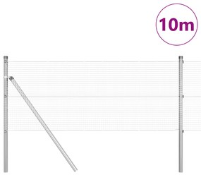 vidaXL Συρμάτινος Φράχτης με 7 Στηθαία 0.4x10 μ Γαλβανισμένος Χάλυβας