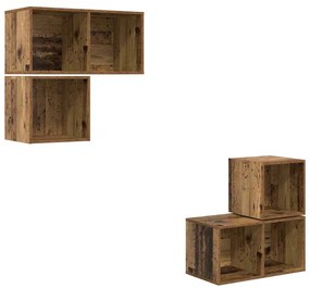 vidaXL Σετ επίπλου τηλεόρασης 4 pcs Παλαιό ξύλο 37 x 37 x 72 εκ