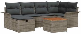 vidaXL Σετ Καναπέ Κήπου με μαξιλάρι 7 pcs Γκρι Πολυ ράταν