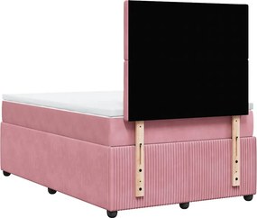 vidaXL Κρεβάτι Boxspring με Στρώμα Ροζ 120x200 εκ. Βελούδινο