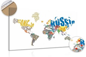 Εικόνα στον παγκόσμιο χάρτη φελλού από επιγραφές - 120x80  color mix