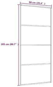Συρόμενη Πόρτα Μαύρη 90 x 205 εκ. Γυαλί ESG και Αλουμίνιο - Μαύρο
