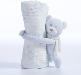 Κουβέρτα Πικέ Αγκαλιάς (75x100) + Λούτρινο Nef-Nef Homeware Teddy L.Blue