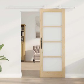 vidaXL Συρόμενη Πόρτα ORKDAL Καφέ 73.5 x 198.5 εκ. Ξύλο και μέταλλο