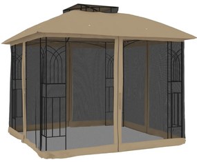 vidaXL Κιόσκι με Διπλούς Τοίχους/Δίχτυ Taupe 2,94x2,94 μ. από Ατσάλι