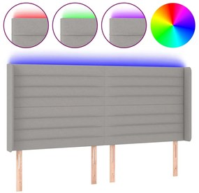 vidaXL Κεφαλάρι Κρεβατιού LED Ανοιχτό Γκρι 163x16x118/128 εκ.