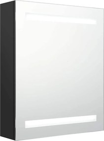 vidaXL Καθρέφτης Μπάνιου με Ντουλάπι / LED Μαύρο 50 x 14 x 60 εκ.