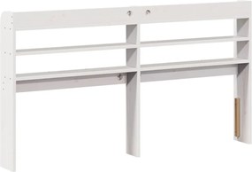 vidaXL Κεφαλάρι με Ράφια Λευκό 150 εκ. από Μασίφ Ξύλο Πεύκου