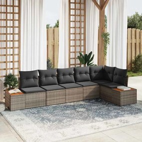 vidaXL Σετ Καναπέ Κήπου με μαξιλάρι 6 pcs Γκρι Πολυ ράταν