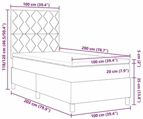 vidaXL Κρεβάτι με ελατήρια με στρώμα Μαύρο 100 x 200 cm ύφασμα