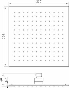 Orabella SS - Τετραγωνη Κεφαλή Ντους 25 εκ