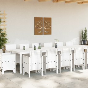 vidaXL 15 κομμάτια Τραπεζαρία Κήπου Λευκό Πολυ-ρατάν