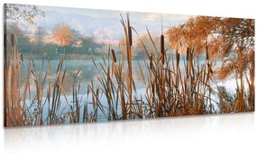 Εικόνα του ποταμού στη μέση της φθινοπωρινής φύσης - 100x50