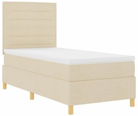 vidaXL Κρεβάτι με ελατήρια με κεφαλάρι Κρεμ 100 x 200 cm ύφασμα