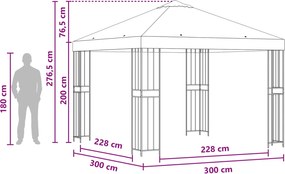 vidaXL Κιόσκι 3 x 3 m Τερακότα Πολυεστέρας και Χάλυβας 190 gsm