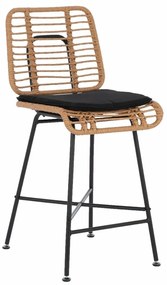 Σκαμπό Bar Eddie HM5709 46Χ46,5Χ96cm Natural - Black Αλουμίνιο,Wicker