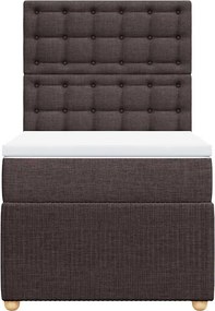 vidaXL Κρεβάτι Boxspring με Στρώμα Σκούρο Καφέ 100x200 εκ. Υφασμάτινο