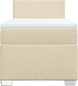 vidaXL Κρεβάτι Boxspring με Στρώμα Κρεμ 90x190 εκ.Υφασμάτινο