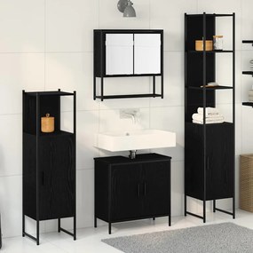 vidaXL Σετ Επίπλων Μπάνιου με πόρτα 4 pcs Μαύρο 33 x 33 x 185.5 εκ