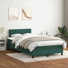 Κρεβάτι Boxspring με Στρώμα Σκούρο Πράσινο 120x210εκ. Βελούδινο