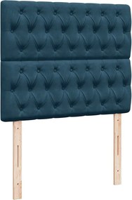 vidaXL Κρεβάτι Boxspring με Στρώμα Μπλε 120x200 εκ. Βελούδινο