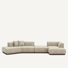 Γωνιακός καναπές δεξιός ανοιχτός από λινό βελούδο, JACOPO