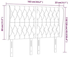 Κεφαλάρι με Πτερύγια Σκούρο Γκρι 163x23x118/128 εκ. Υφασμάτινο 3118299