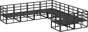 vidaXL Σετ Καναπέ Κήπου με μαξιλάρι 8 pcs Μαύρο Ατσάλι