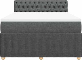 vidaXL Κρεβάτι Boxspring με Στρώμα Σκούρο Γκρι 140x200 εκ Υφασμάτινο