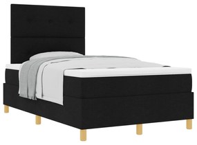vidaXL Κρεβάτι με Στήριξη και Μαύρο Στρώμα 120x200 εκ Ύφασμα