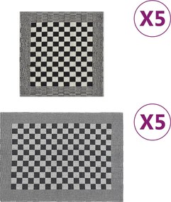 vidaXL Σετ Πετσετών 10 Τεμαχίων Μαύρο και Λευκό Βαμβακερές