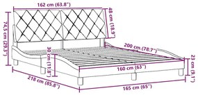 Σκελετός Κρεβατιού Χωρίς Στρώμα Taupe 160x200 εκ. Υφασμάτινο - Μπεζ-Γκρι