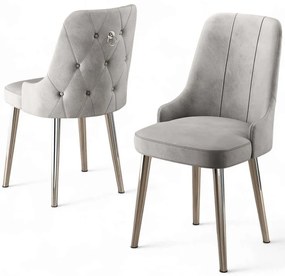 Καρέκλα Newa Babyface (Σετ 4Τμχ) 240CHR1590 46x46x94cm Grey-Chrome Μέταλλο,Ύφασμα