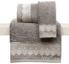 Πετσέτα Σετ Με Κορδέλα 3τμχ Des. Karla 4.Grey Anna Riska Towels Set 100% Βαμβάκι