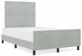 vidaXL Σκελετός Κρεβατιού Ανοιχτό γκρι 120 x 190 cm Βελούδο