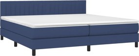 vidaXL Κρεβάτι Boxspring με Στρώμα Μπλε 200x200 εκ. Υφασμάτινο