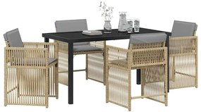 vidaXL Σέτ φαγητού για κήπο 5 pcs Μπεζ συνθετικό ρατάν