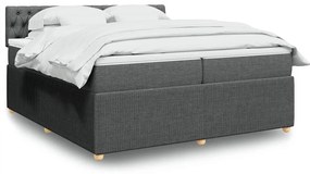vidaXL Κρεβάτι Boxspring με Στρώμα Σκούρο Γκρι 200x200 εκ. Υφασμάτινο