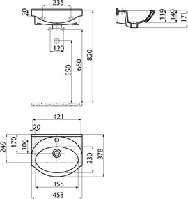 Creavit ET045 - Νιπτήρας Επίπλου / Κρεμαστός 45,3x37,8