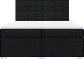 vidaXL Κρεβάτι Boxspring με Στρώμα Μαύρο 200x200 εκ. Υφασμάτινο