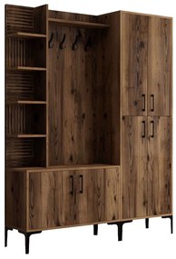 Έπιπλο Εισόδου Viyana 845HCT4225 150x35x200cm Walnut Μοριοσανίδα, Μέταλλο